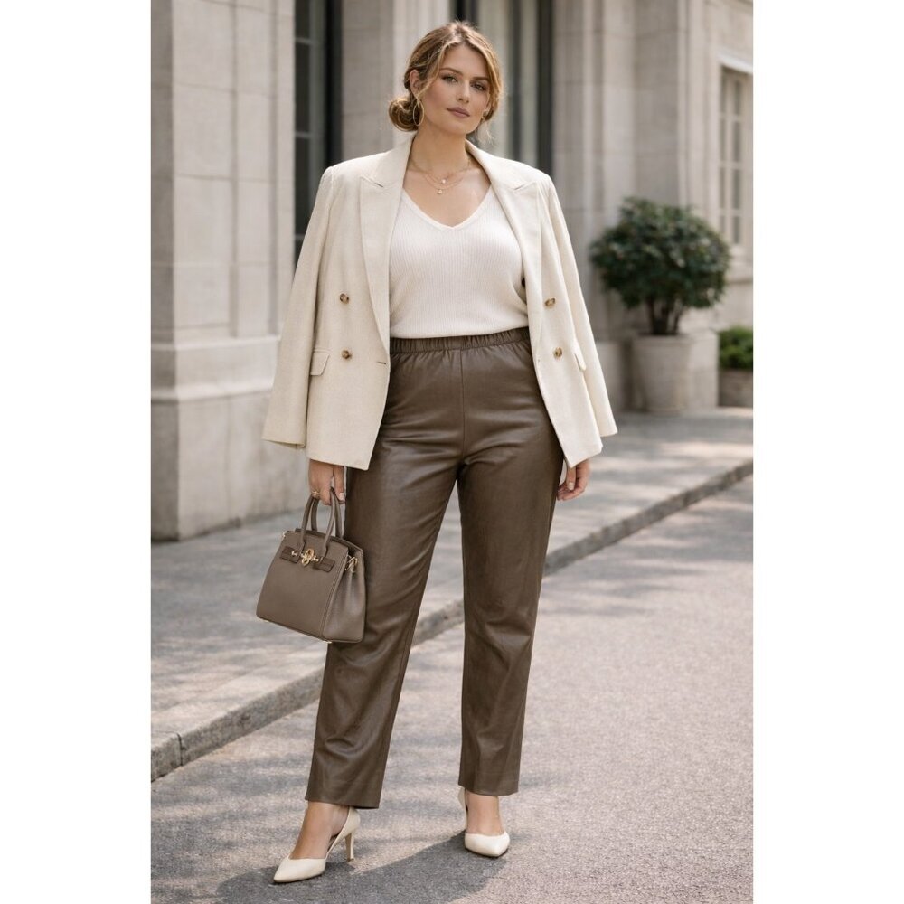 Tuckernuck Faux Leather Leggings Brown Pull On Stretch Pants Women XXL